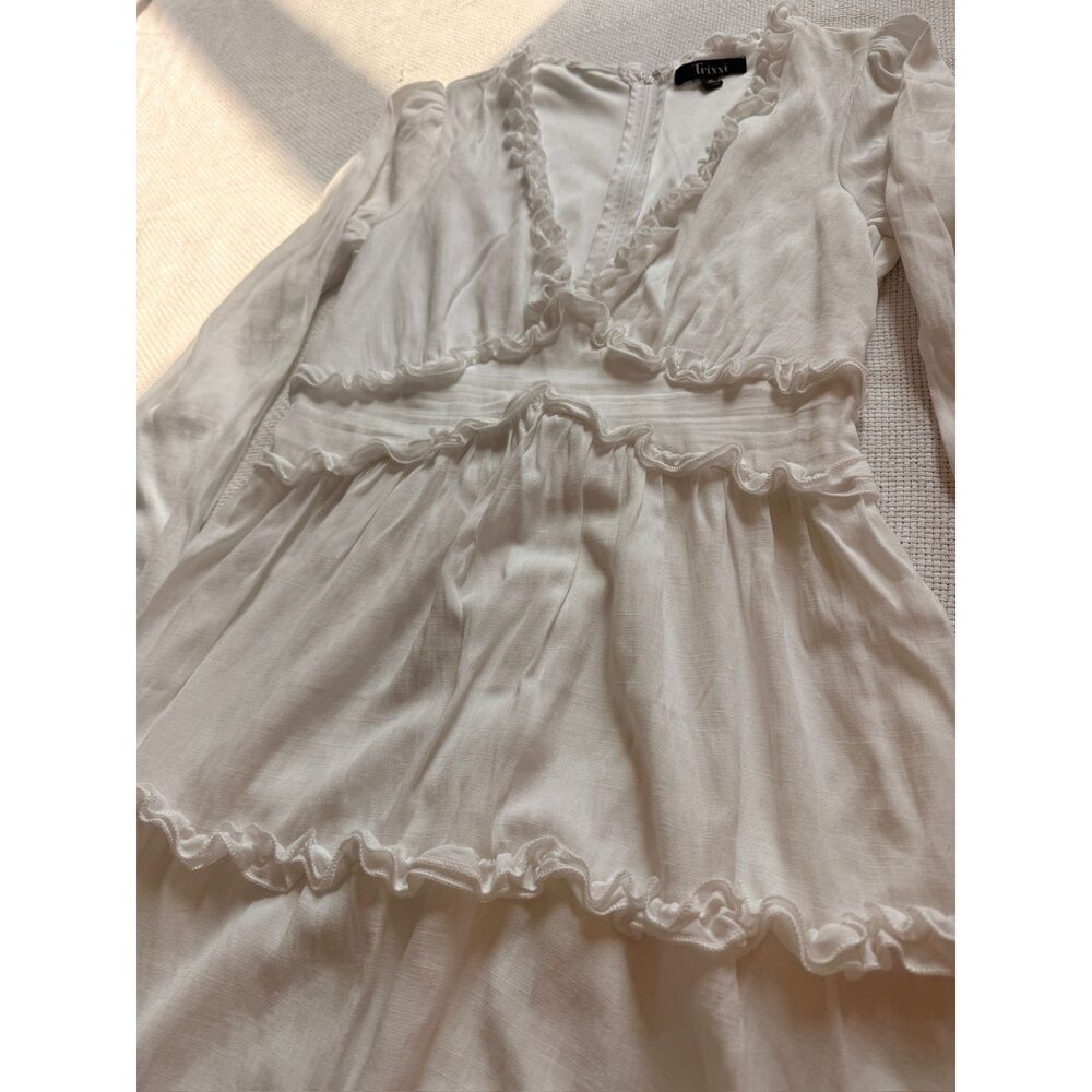 Trixxi White Ruffled Long Sleeve Dress brunch tea time wine tasting